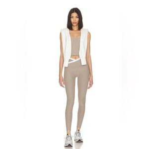 Beyond Yoga Spacedye Outlines High Waisted Midi Legging in Birch & Cloud White